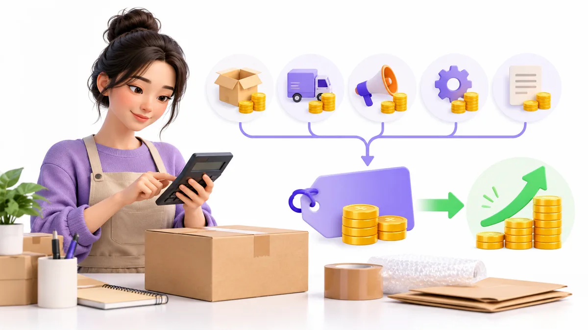 Seller menjumlahkan modal, kemasan, operasional, dan biaya pemasaran produk